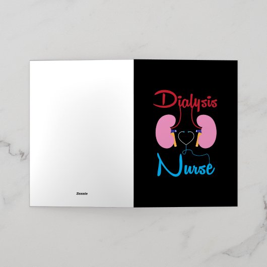 腎臓チーム腎臓病透析登録ナース 箔グリーティングカード (外側レイダウン)