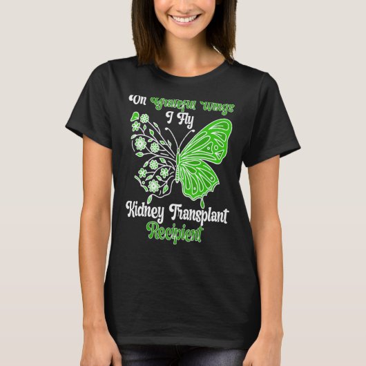 腎臓レシピエント蝶ポスト腎移植 Tシャツ (正面)
