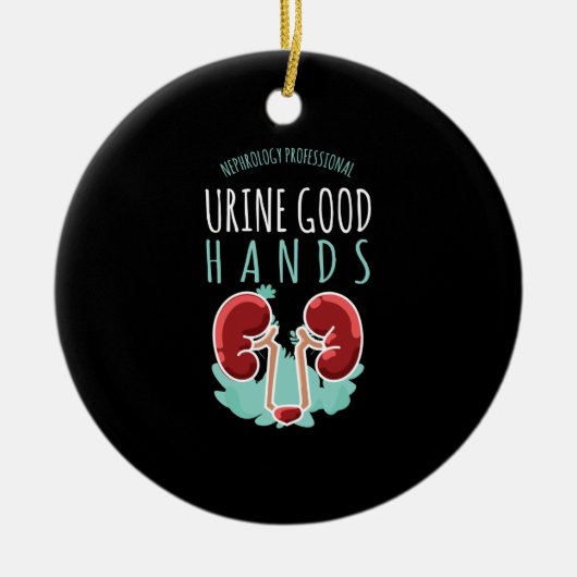 腎臓医泌尿器科ギフト尿器良い手 セラミックオーナメント (正面)