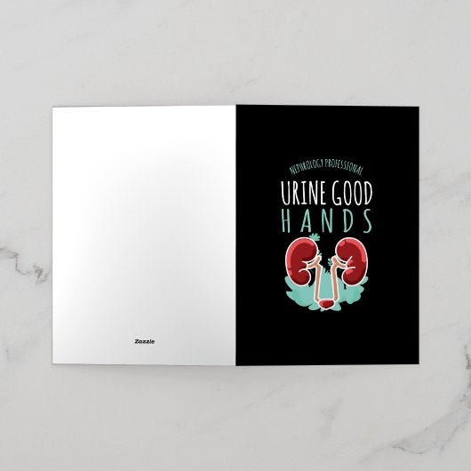 腎臓医泌尿器科ギフト尿器良い手 箔グリーティングカード (外側レイダウン)
