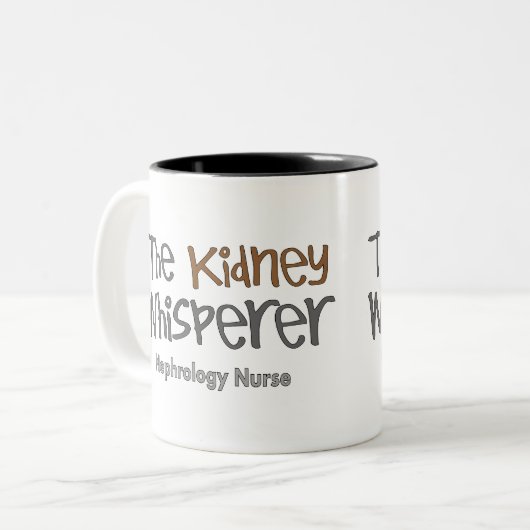 腎臓学のナースのギフト"腎臓の囁くもの" ツートーンマグカップ (正面左)