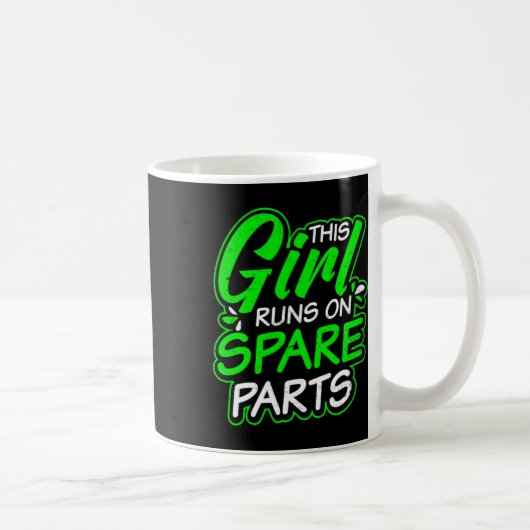 腎臓病デザイン走女の子のSpareparts Gift コーヒーマグカップ (右)
