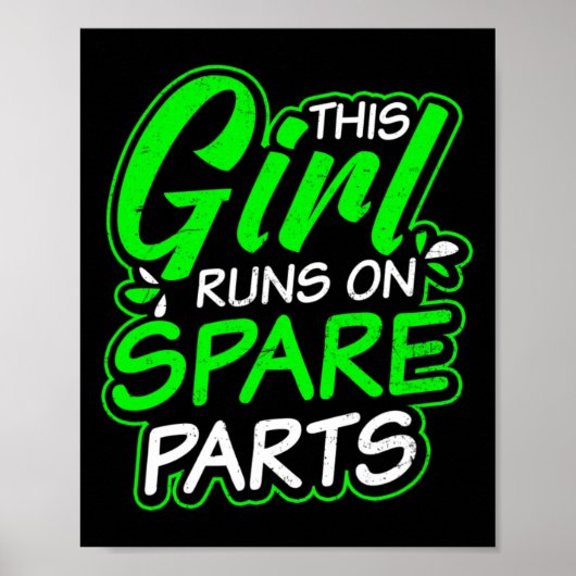 腎臓病デザイン走女の子のSpareparts Gift ポスター (正面)