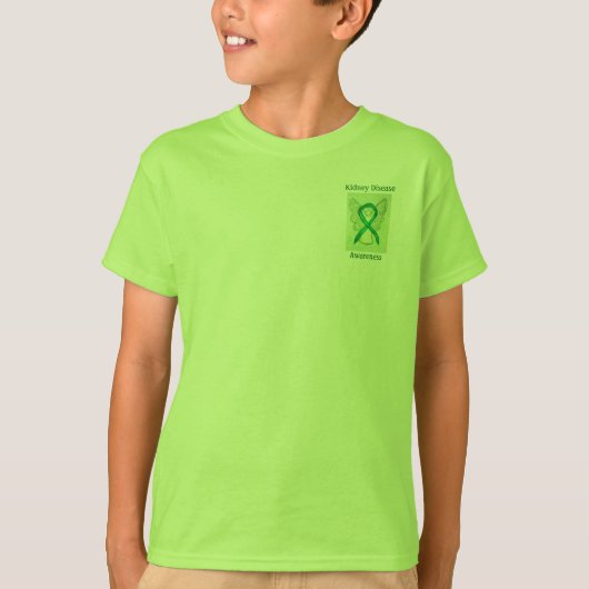 腎臓病啓発グリーンリボンエンジェルTシャツ Tシャツ (正面)