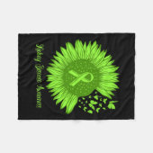 腎臓病認識度ひまわり母グリーンリブ フリースブランケット (正面(横))