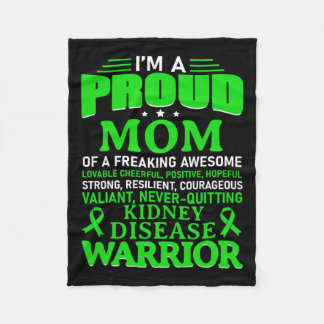 腎臓病認識度生存者グリーンリボンママ フリースブランケット