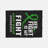 腎臓病認識度生存者グリーンリボン男性 フリースブランケット (正面(横))