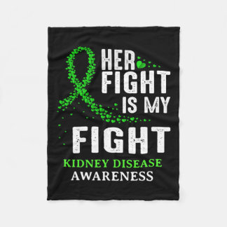 腎臓病認識度生存者グリーンリボン男性 フリースブランケット