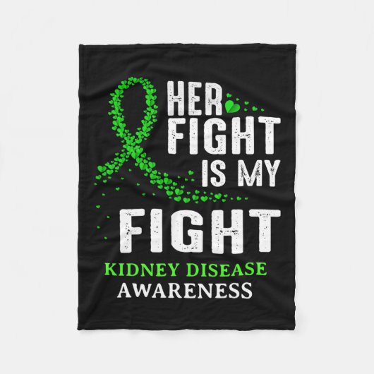 腎臓病認識度生存者グリーンリボン男性 フリースブランケット (正面)