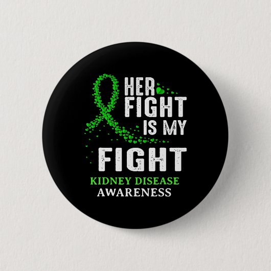 腎臓病認識度生存者グリーンリボン男性 缶バッジ (正面)