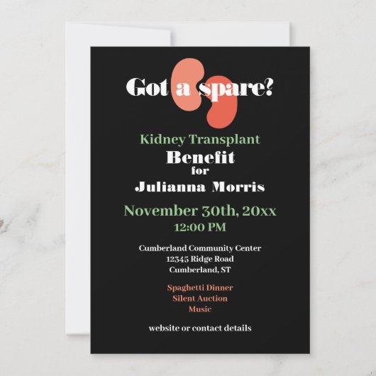 腎臓移植特典資金調達装置デザイン 招待状 (正面)