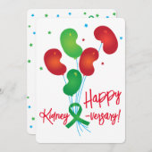 腎臓移植記念日バルーン カスタマイズ招待状 招待状 (正面/裏面)