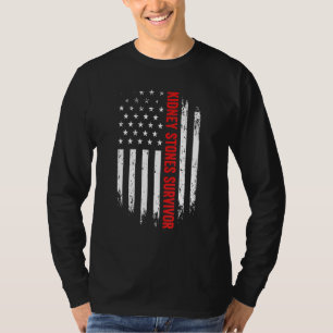 腎臓結石生存者アメリカ国旗の回復を取得 Tシャツ
