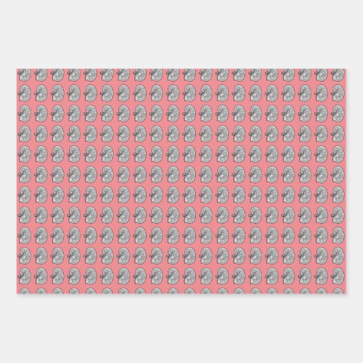 腎臓、バラ色、 ラッピングペーパーシート (正面)