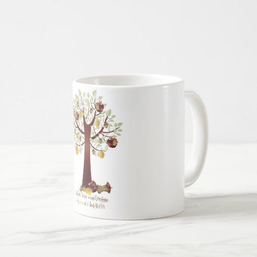 腐ったおもしろいリンゴのファミリーツリー コーヒーマグカップ (正面右)
