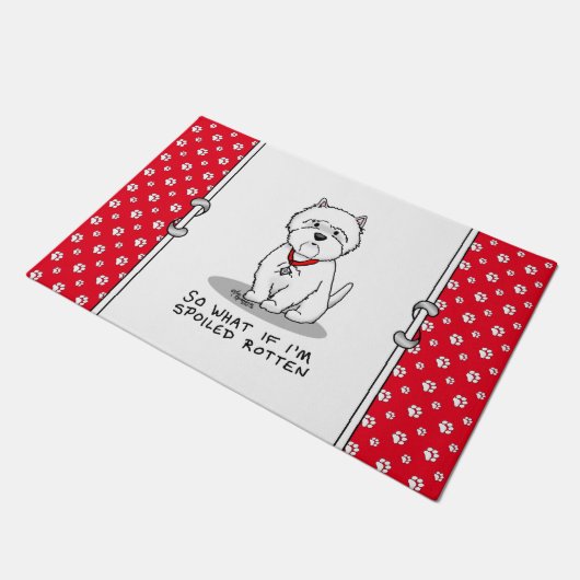 腐ったもしウェスティー犬を甘やかしたもの ドアマット (アングル)