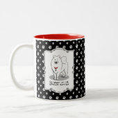 腐ったサモイドッグかわいいおもしろい態度 ツートーンマグカップ (左)