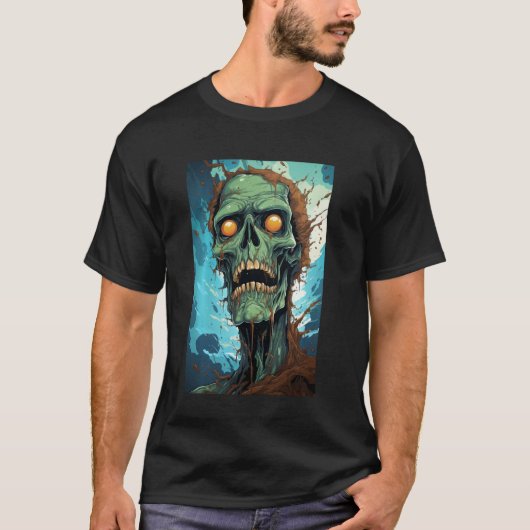 腐ったゾンビの頭の死体の不気味なハロウィン不気味 Tシャツ (正面)