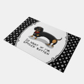 腐ったダックスシュント（Sブラック&タン）かわいい犬 ドアマット (アングル)