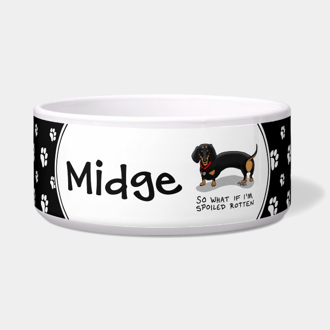 腐ったダックスフンド（ブラック＆タン） 可愛い犬 ボウル (正面)