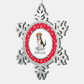 腐ったビーグル（トリカラー3）犬おもしろい スノーフレークピューターオーナメント (右)