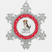 腐ったビーグル（トリカラー3）犬おもしろい スノーフレークピューターオーナメント (正面)