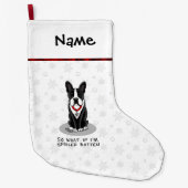 腐ったボストンテリア(黒)かわいい犬 ラージクリスマスストッキング (正面)