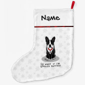 腐ったボストンテリア(黒)かわいい犬 ラージクリスマスストッキング (裏面)