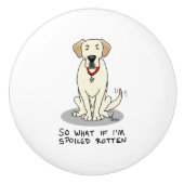 腐った腐ったイエロー・ラブラドール・レトリーバーラブラドールリトリエおもしろいバー セラミックノブ (正面)