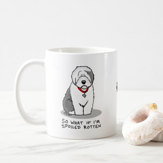 腐った腐った古いイギリスの牧羊犬(灰色1おもしろい) コーヒーマグカップ (ドーナツ)
