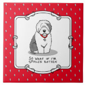 腐った腐った古いイギリスの牧羊犬(灰色1おもしろい) タイル (正面)