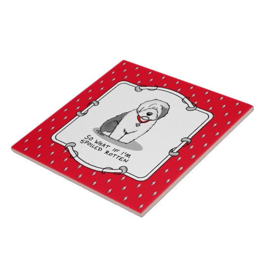 腐った腐った古いイギリスの牧羊犬(灰色1おもしろい) タイル (側面)