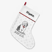 腐った腐った古いイギリスの牧羊犬(灰色1おもしろい) ラージクリスマスストッキング (正面 (吊り時))