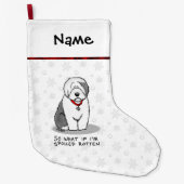 腐った腐った古いイギリスの牧羊犬(灰色1おもしろい) ラージクリスマスストッキング (正面)