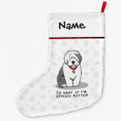 腐った腐った古いイギリスの牧羊犬(灰色1おもしろい) ラージクリスマスストッキング (裏面)