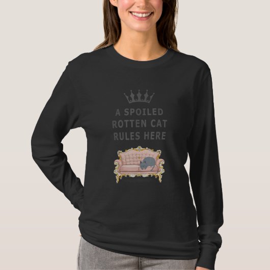 腐った腐った猫のルールここで灰色の猫を眠っている Tシャツ (正面)