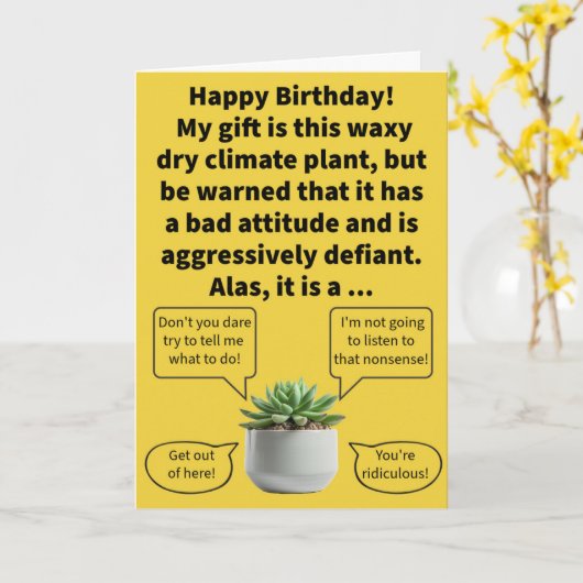 腐敗性おもしろい多肉質ハッピーバースデー カード (黄色い花)