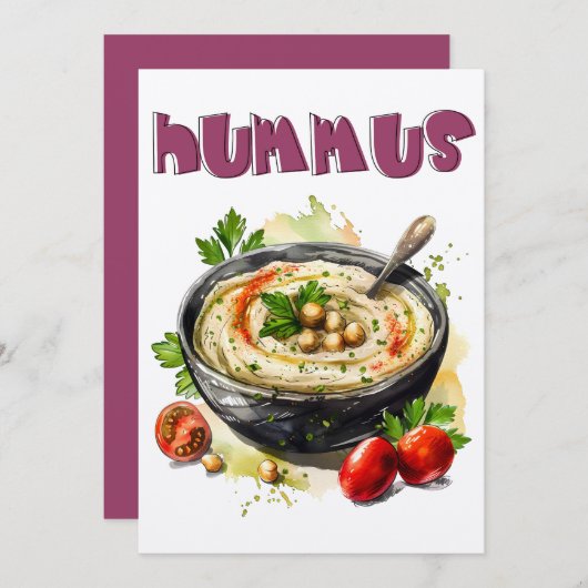 腐植地中海の健康ビーガン食品حمص 招待状 (正面/裏面)