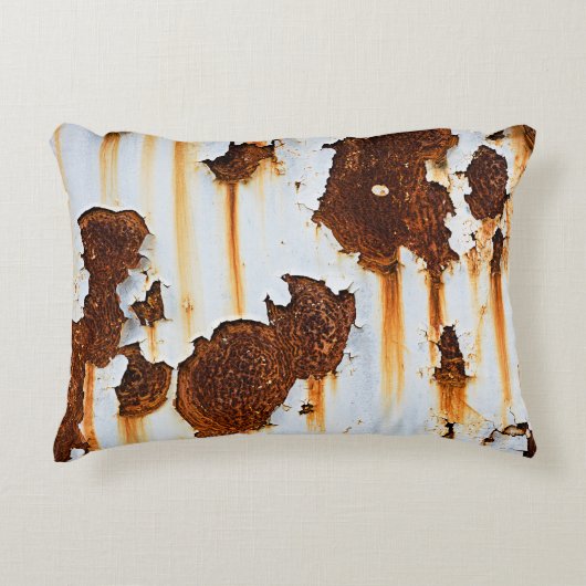 腐食した白い錆の縞模様 アクセントクッション (正面)