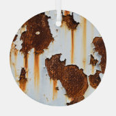 腐食した白い錆の縞模様 ガラスオーナメント (裏面)