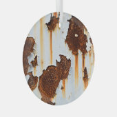 腐食した白い錆の縞模様 ガラスオーナメント (正面右)