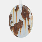 腐食した白い錆の縞模様 ガラスオーナメント (正面左)