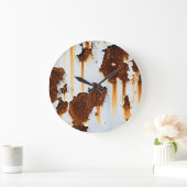 腐食した白い錆の縞模様 ラージ壁時計 (ホーム)