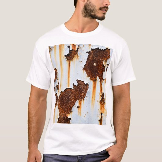 腐食した白い錆の縞模様 Tシャツ (正面)