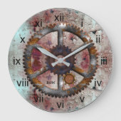 腐食した青と錆の蒸気腐れの壁時計 ラージ壁時計 (正面)