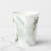 腐食性ユーカリの緑と金ゴールド結婚の 紙コップ (右)