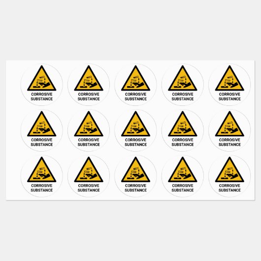 腐食性警告物質・腐食性化学物質 ラベル (シート)