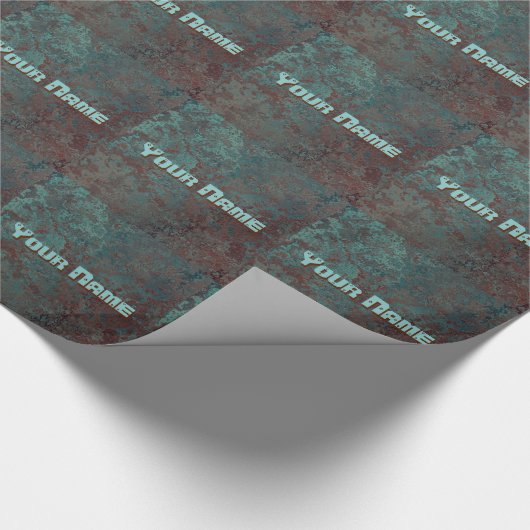腐食"銅"プリントあなたの名前をタイル ラッピングペーパー (角)