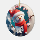 腕が飛び出すクリスマス雪だるま セラミックオーナメント (左)