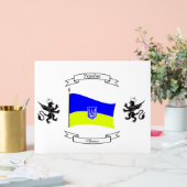 腕とライオンのコートを持つウクライナ国旗 アクリルサイン (ウェディング)